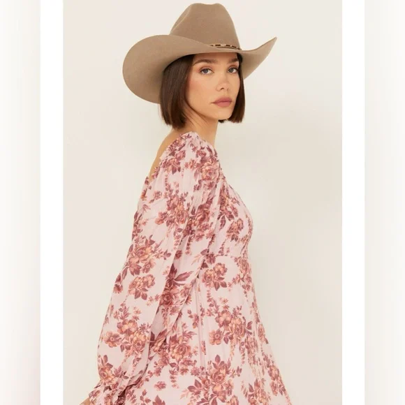 Free People Jaymes Floral Print Long Sleeve Dress Pink Size Small - Picture 11 of 15